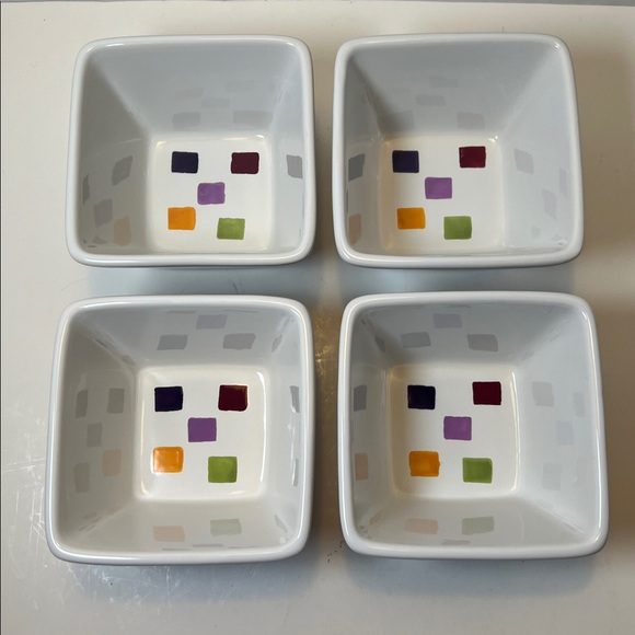 (4) Pampered Chef Simple Additions Tiles 4.5” Small Square Bowls - Picture 1 of 6